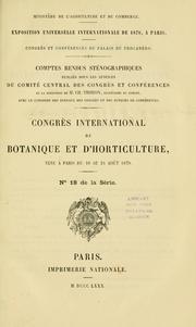 Cover of: Comptes rendus sténographiques by International Botanical Congress (1878 Paris, France)