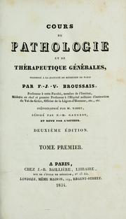 Cover of: Cours de pathologie et de thérapeutique générales