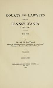 Cover of: Courts and lawyers of Pennsylvania by Frank Marshall Eastman