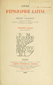 Cover of: Cours d'épigraphie latine