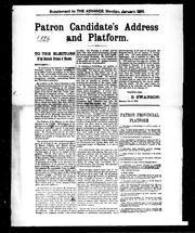 Patron candidate's address and platform by B. Swanson