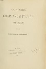 Cover of: Corporis chartarum italiae, specimen: [Ravenna] /$cedidit Ludovicus M. Hartmann.