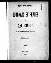 Cover of: Journaux et revues de Québec par ordre chronologique