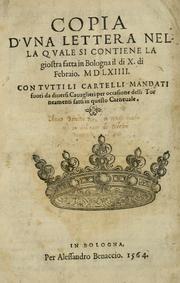Cover of: Copia d'vna lettera che narra minvtamente la entrata fatta dall'illustrissimo duca Ottauio Farnese, nella magnifica città di Piacenza.