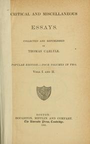 Cover of: Critical and miscellaneous essays by Thomas Carlyle