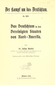 Cover of: Das Deutschtum in den Vereinigten Staaten von Nord-Amerika. by Goebel, Julius