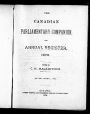 Cover of: The Canadian parliamentary companion and annual register, 1878
