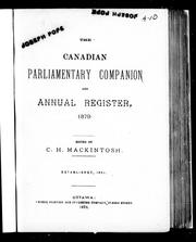 Cover of: The Canadian parliamentary companion and annual register, 1879