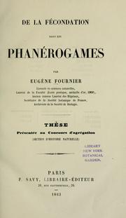 Cover of: De la fécondation dans les phanérogames by Eugène Fournier