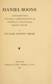 Cover of: Daniel Boone by Miner, William Harvey