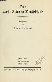 Cover of: Der grosse Krieg in Deutschland by Ricarda Huch