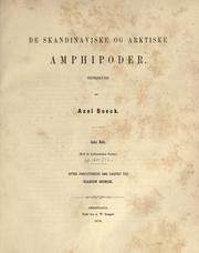 Cover of: De Skandinaviske og arktiske Amphipoder by Axel Boeck