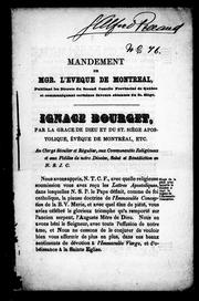 Cover of: Mandement de Mgr. l'évêque de Montréal: publiant les décrets du second concile provincial de Québec et communiquant certaines faveurs obtenues du St. Siège.