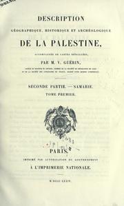 Cover of: Description géographique, historique et archéologique de la Palestine by Honoré Victor Guérin
