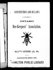Cover of: Constitution and by-laws of the Ontario Bee-Keepers