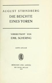 Cover of: Die Beichte eines Toren.: Verdeutscht von Emil Schering.