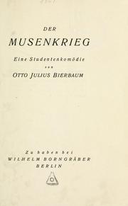 Cover of: Der Musenkrieg by Otto Julius Bierbaum