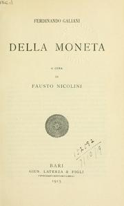 Cover of: Della moneta