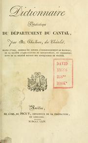 Cover of: Dictionnaire statistique du Département du Cantal by Jean-Baptiste de Ribier du Châtelet