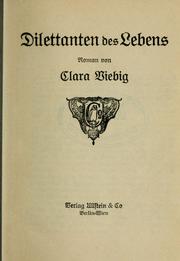 Cover of: Dilettanten des Lebens by Clara Viebig