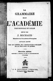 Cover of: La grammaire selon l'Académie