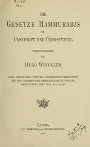 Cover of: Die Gesetze Hammurabis in Umschrift und Übersetzung