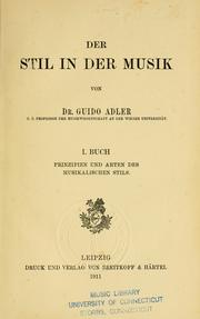 Cover of: Der Stil in der Musik