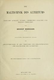 Cover of: Die Maltechnik des Altertums by Berger, Ernst