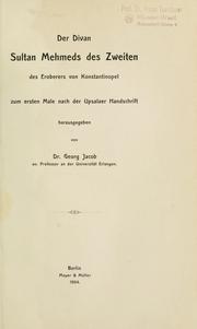 Cover of: Dvn-i 'Avn.: [Hrsg. von Georg Jacob.]