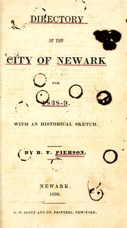 Cover of: Directory of the city of Newark, for 1838-9 by B. T. Pierson