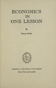 Cover of: Economics in one lesson