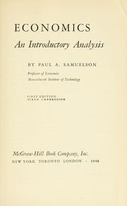 Cover of: Economics, an introductory analysis by Paul Anthony Samuelson