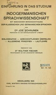 Cover of: Einführung in das Studium der indogermanischen Sprachwissenschaft: mit besonderer Berücksichtigung der klassischen und germanischen Sprachen