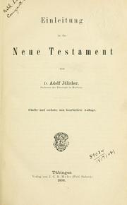 Cover of: Einleitung in das Neue Testament.