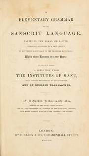 Cover of: An elementary grammar of the Sanscrit language by Sir Monier Monier-Williams