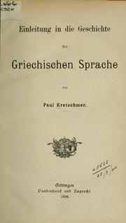 Cover of: Einleitung in die Geschichte der griechischen Sprache