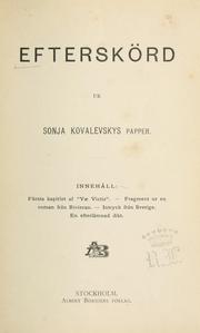 Cover of: Efterskörd ur Sonja Kovalevskys papper.