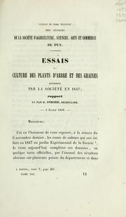 Cover of: Essais de culture des plants d'arbre et des graines by M. Aymard