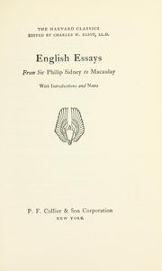 Cover of: English essays from Sir Philip Sidney to Macaulay.