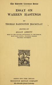 Cover of: Essay on Warren Hastings by Thomas Babington Macaulay