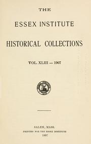 Cover of: Essex Institute historical collections.