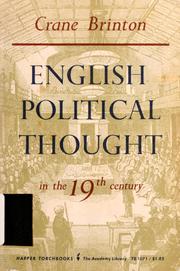 Cover of: English political thought in the 19th century. by Crane Brinton