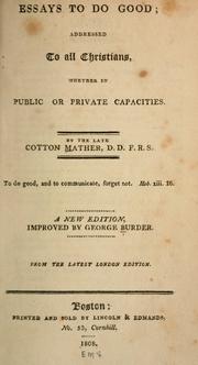 Cover of: Essays to do good by Cotton Mather