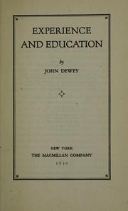 Cover of: Experience and education by John Dewey
