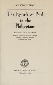 Cover of: The Epistle of Paul to the Philippians by Charles Rosenbury Erdman