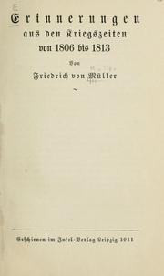 Cover of: Erinnerungen aus den Kriegszeiten von 1806-1813