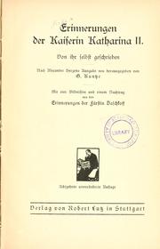 Cover of: Erinnerungen der kaiserin Katharina II.