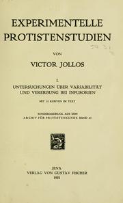 Cover of: Experimentelle Protistenstudien. by Victor Jollos