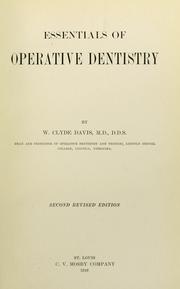 Cover of: Essentials of operative dentistry by Wallace Clyde Davis