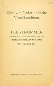Cover of: Feestnummer by Club van Nederlandsche Vogelkundigen.